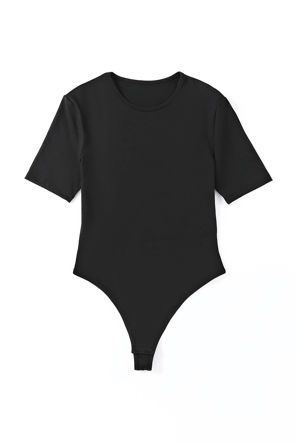 Black Basic Crew Neck Short Sleeve Bodysuit